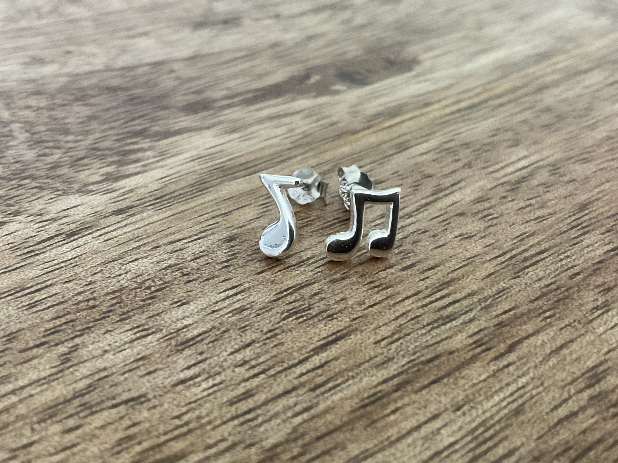 Musical Notes Silver Stud Earrings